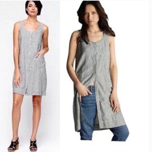 Eileen Fisher Hemp Organic Cotton Striped Sleeveless Dress